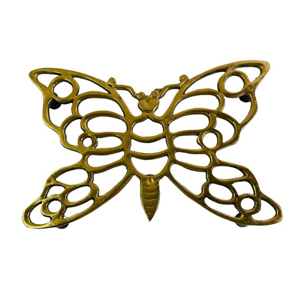 Vintage Brass Butterfly Trivet Hot Pad or Wall Hanging 8.5” x 6” - Picture 2 of 4